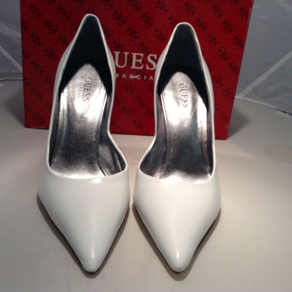 Guess Carrie White Leather Heels